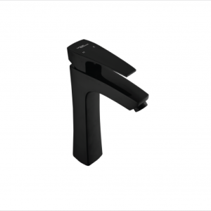 SINGLE LEVER WASH BASIN MIXER TAP TALL WITH POPUP WASTE IN CHROME BLACK